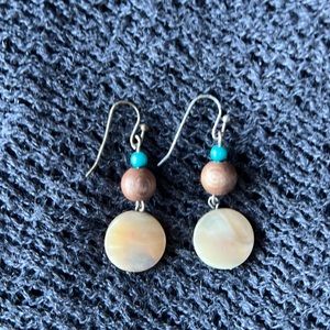 Lucky brand earrings wood beads rustic charming with hook